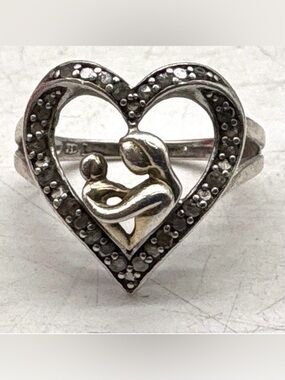 💟💝 Mother’s Ring Sterling Silver 925 Mother & Child, Mother’s love size 7, 3.9gm